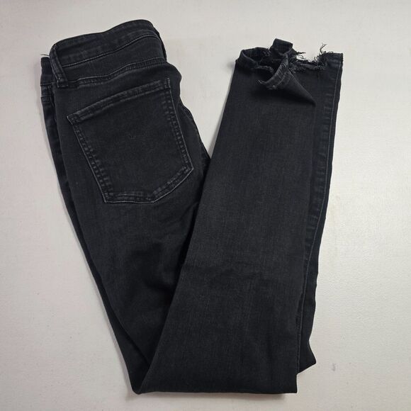 SO Jegging Juniors 7 / 28 Black Super High Rise Curvy Destroyed Button - Picture 12 of 16